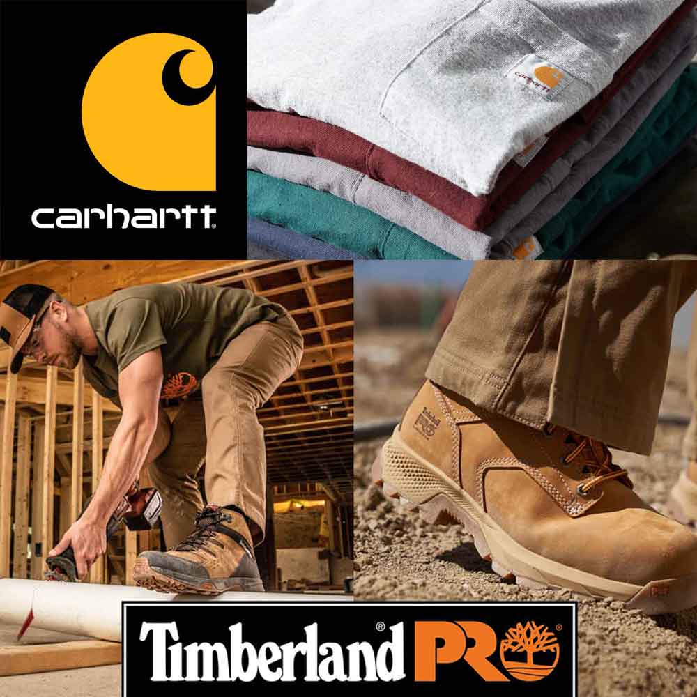 workwear mobile banner timberland and carhartt