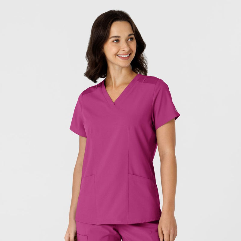 W23 Women's V-Neck Top w/Flex Side Panels (6145)