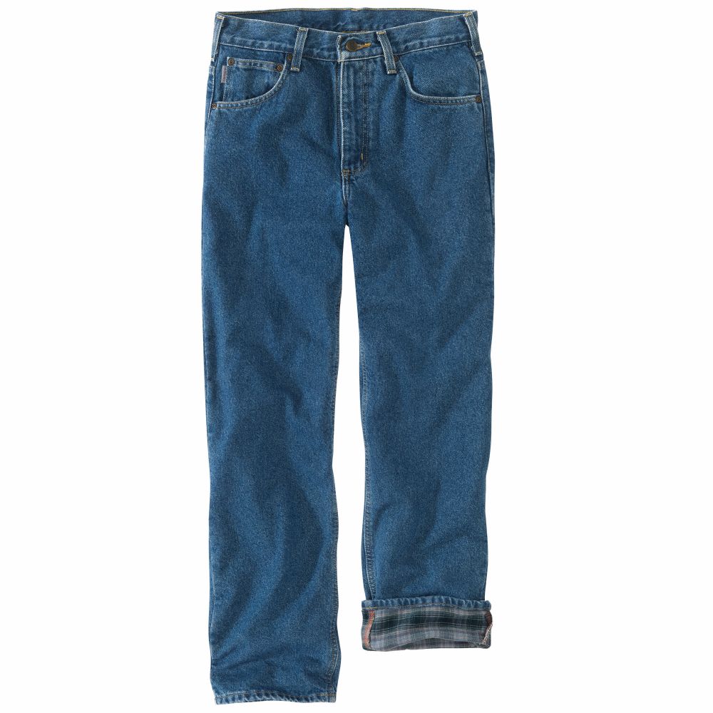 Relaxed Fit Straight Leg Flannel Lined Jean (B172)