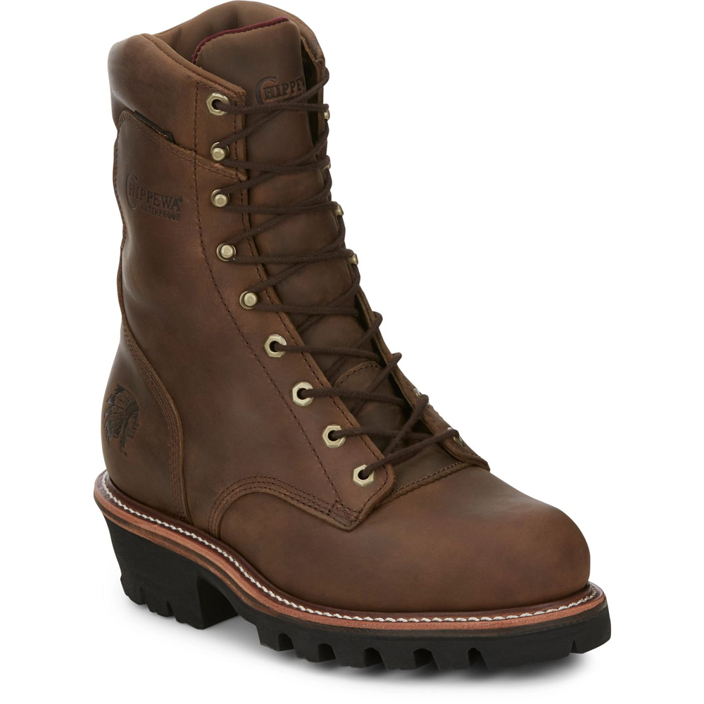 Super DNA 9" Waterproof Steel Toe Insulated Logger Work Boot - Brown