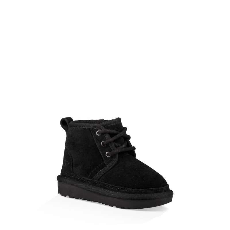 Black suede ankle boot on a white background