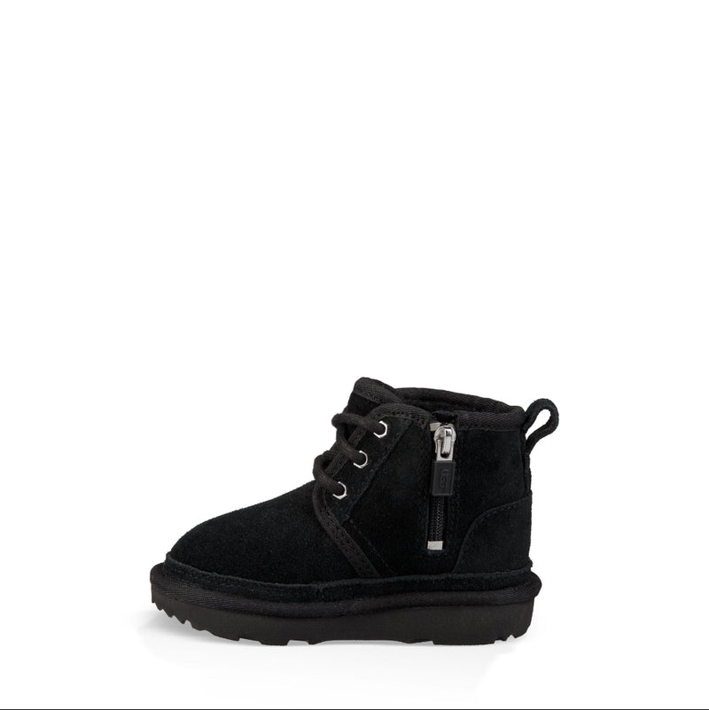 Black boot with zippers on a white background