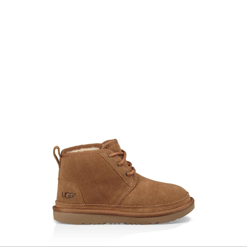 Brown suede boot on a white background