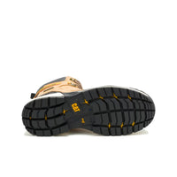 Close-up of a sandal sole with brand logo on a white background