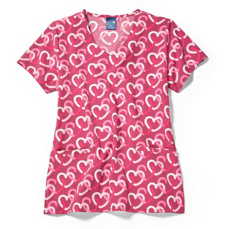 Zoe+Chloe V-Neck Border Print Scrub Top (Z18213)