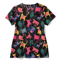 Zoe+Chloe V-Neck Border Print Scrub Top (Z18213)