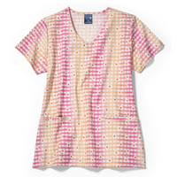 Zoe+Chloe V-Neck Border Print Scrub Top (Z18213)