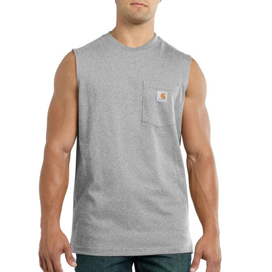 Relaxed Fit Heavyweight Sleeveless Pocket T-Shirt (100374)