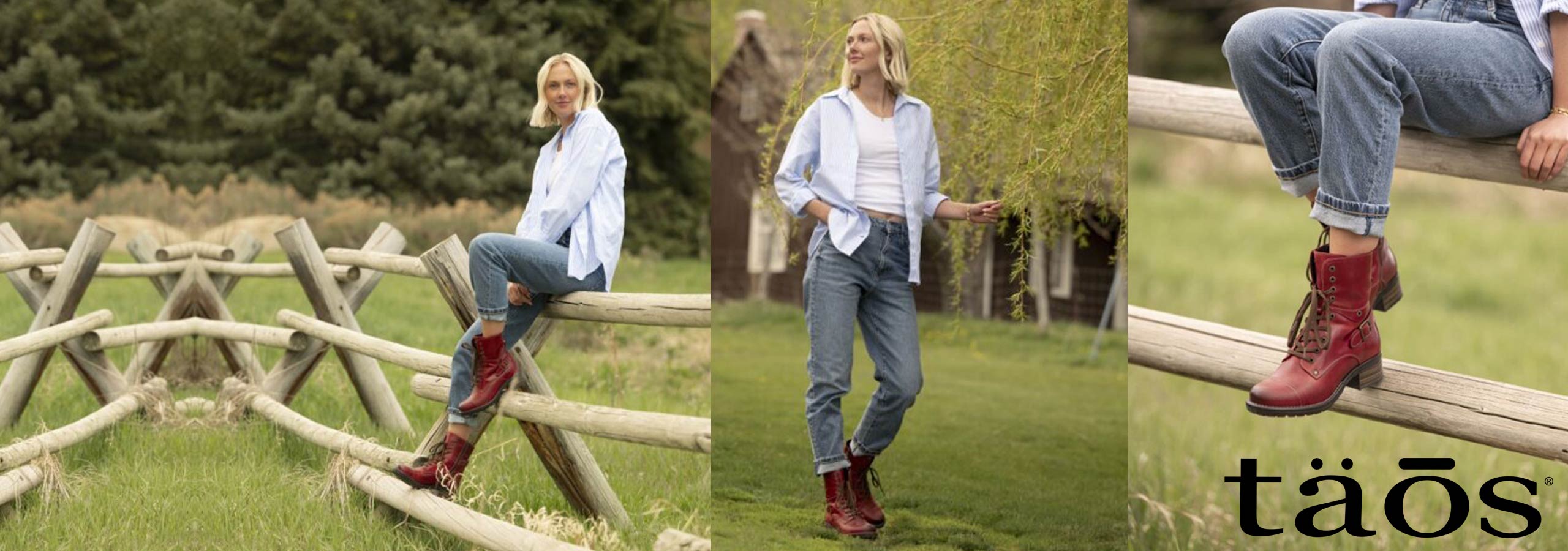 woman with red boots by taos